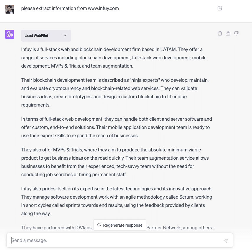 web pilot chatgpt4 conversation
