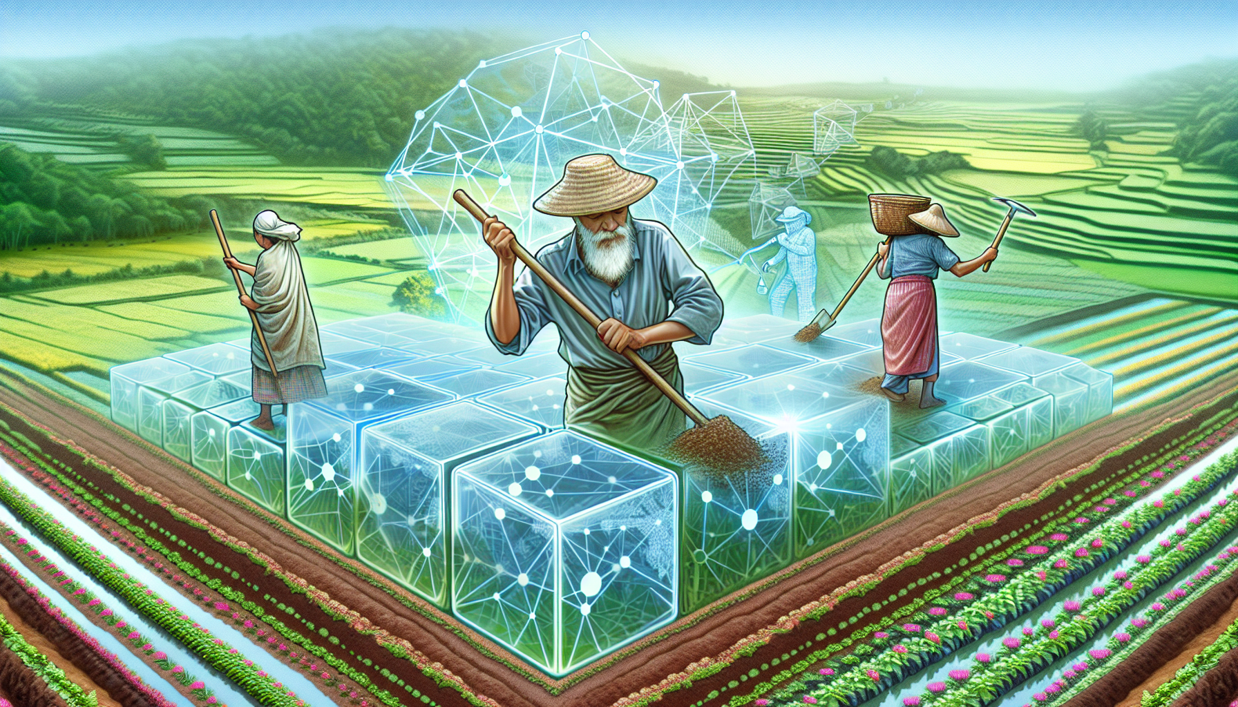 Illustration of blockchain empowering communities for social sustainability