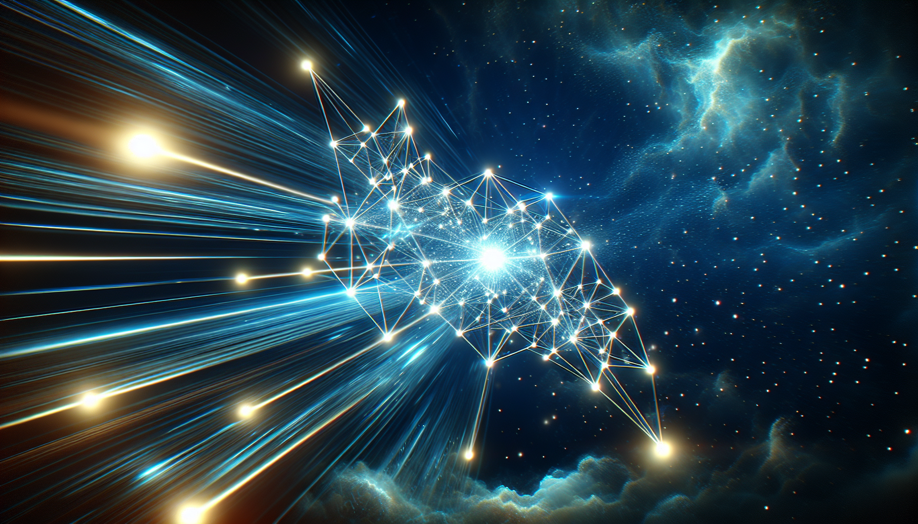 Illustration of a futuristic blockchain network